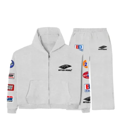 Bottega Desires Patches Zip Tracksuit Grey